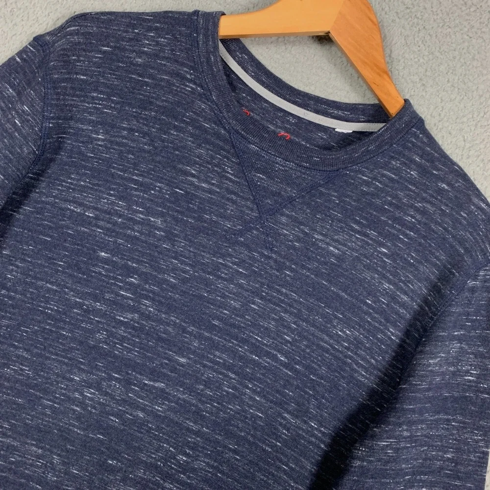 Robert Graham Sweater Men's XL Navy Heather Crew Pullover Elbow Patch Sweatshirt